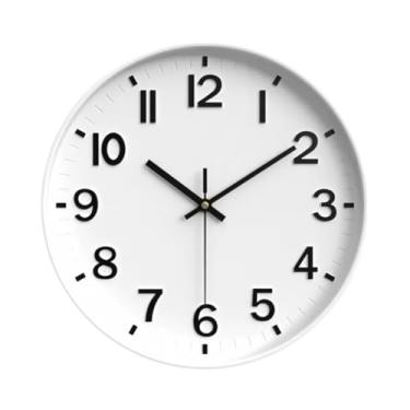 Imagem de Relógio De Parede Quartz 30cm Analogico Silencioso com Números em Relevo para Sala Igreja Escritório Cozinha Academia Rcepção Design Moderno Decoração Elegante (BRANCO)