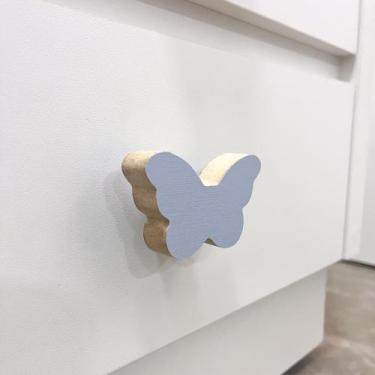 Imagem de 8 Puxadores Borboleta Infantil Gaveta Armário Móveis Quarto - Souvenir