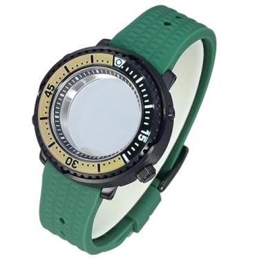 Imagem de FEIYASHI Caixa de relógio preta enlatada tartaruga de atum vidro de cristal de safira para NH34 NH35 NH36 movimento 100 m à prova d'água, Movimento 12 nh35 + anel capítulo preto, Caixa de relógio de