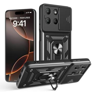 Imagem de Kukoufey Capa compatível com Motorola Moto G15, com capa de lente de câmera deslizante compatível com Motorola Moto G15 4G, capa preta