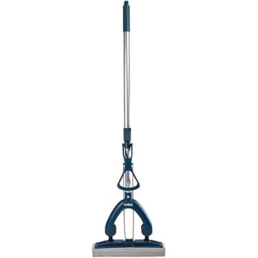 Imagem de Rodo Mágico de Espuma 27cm com Espremedor Duplo - Cabo Metálico Telescópico Ajustável 1,27m - Limpeza Eficiente sem Esforço - Acesso sob Móveis - Aço Inoxidável Antiferrugem