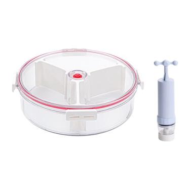 Imagem de SiaBiced Recipiente Selador a Vácuo com Bomba Manual, Caixa Empilhável para Conservar Alimentos Frescos, Recipientes para Preparação de Refeições para Forno, G, Redondo