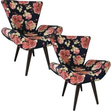 Imagem de Kit Duas Poltronas Decorativa Elegance Marinho Imperial Impermeável - 