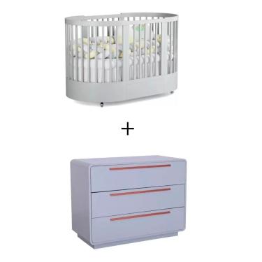 Imagem de Quarto Bebê Completo Com Berço E Cômoda Coleção Wave Divicar Cinza