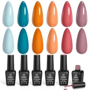 Imagem de beetles Gel Polish Conjunto De Esmaltes Em Fall, Coleção Hotel California, Azul Claro, Laranja, Rosa-Poeira, Kit Manicure Para Todas As Estações, Com Efeito Imersão Uv E Led, Presente Meninas Mulher
