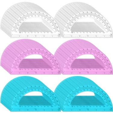 Imagem de Zonon Pacote com 100 transferidores de plástico de 15 cm de volta às aulas transferidores de 180 graus rosa azul transparente para sala de aula professor de matemática material de escritório