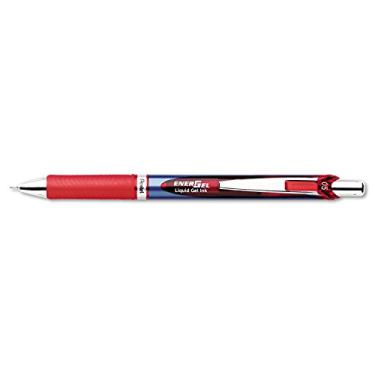 Imagem de Pentel Caneta de gel, retrátil/recarregável, ponta de agulha, 0,5 mm, (PENBLN75B), corpo azul com detalhe vermelho