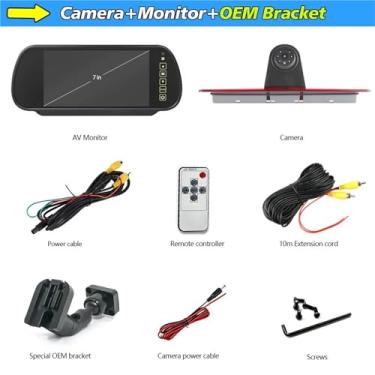 Imagem de Kit de câmera de ré com luz de freio, 3ª câmera de luz de freio compatível com Mercedes Ben Sprinter/VW Crafter com monitor de espelho de 7"(Factory Fitted Kit)
