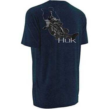 Imagem de Marolina Outdoor Camiseta H1000031HNVL Huk KScott Strike Off, azul marinho mesclado, grande