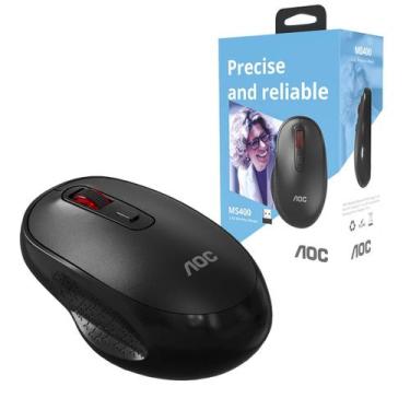 Imagem de Mouse Optico Sem Fio Aoc 2,4Ghz Office Preto 1600dpi M400B