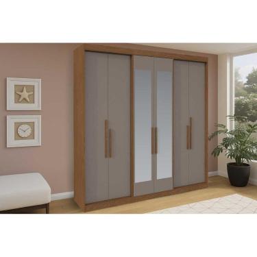 Imagem de Guarda Roupa Casal 6 Portas (2 c/ Espelho) e 4 Gavetas PH 18041 Carvalho/Fendi - Herval