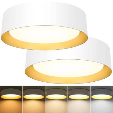 Imagem de BrightHome Luminária de teto de montagem embutida branca, 33.0 cm 2600LM 25W, luminária de teto LED 5CCT 2700K 3000K 4000K 5000K 6000K, lâmpada de teto regulável para corredor do quarto, 2 pacotes