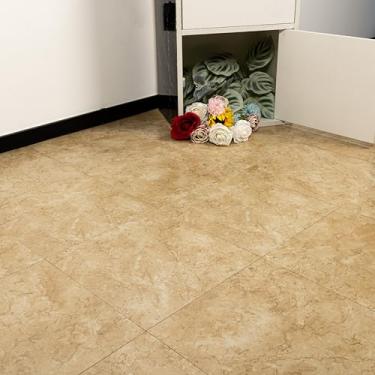 Imagem de Alow Azulejo De Piso Amarelo Removível E Colante, 20 Peças À Prova D'Água, Vinil Mármore Para Cozinha, Banheiro, Lavanderia Muito Mais (30,5 X 30,5 Cm)