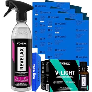 Imagem de Kit V-light 20ml Revelax Lixas Dagua 800 1200 2000 3000 Wurth + Taco para Lixar Suporte de Lixa