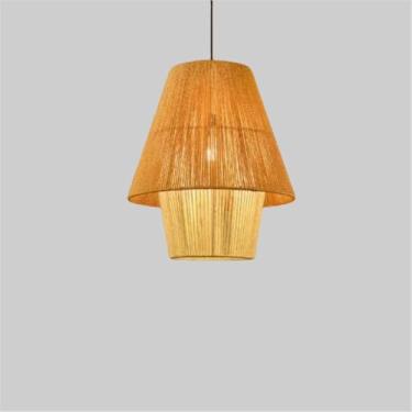 Imagem de Industrial Estilo Retro Corda De Cânhamo Pendente Lâmpada Personalidade Criativo Internet Bar Café Restaurante Quarto Roupa Loja Balcão Bar Candelabro (S B D40CM)