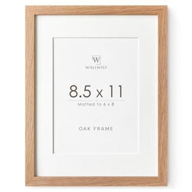 Imagem de Moldura de madeira maciça de carvalho 21 x 28 cm com tapete para 15 x 20 cm (tamanho de abertura 14 x 19 cm), molduras de carvalho natural 29 x 21 cm para exibição de parede e mesa, conjunto com 1