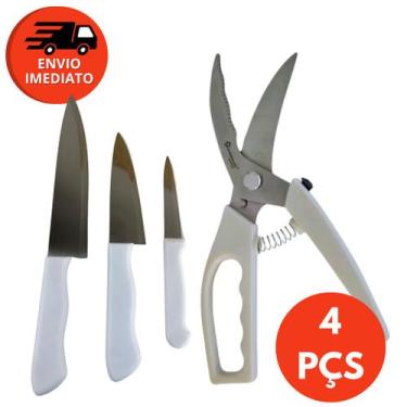 Imagem de Kit 04 Pç Tesoura Trinchante Multifunções Cortar Aves Peixe Carne E Jo