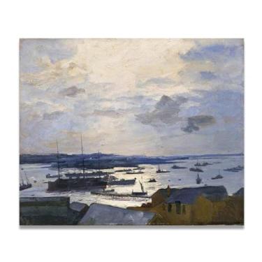 Imagem de Destroyer Base John Lavery Classic Realist Portrait & War Scene Canvas Art – Decoração de parede de arte irlandesa para casa 39,98 x 48 cm Un Framed