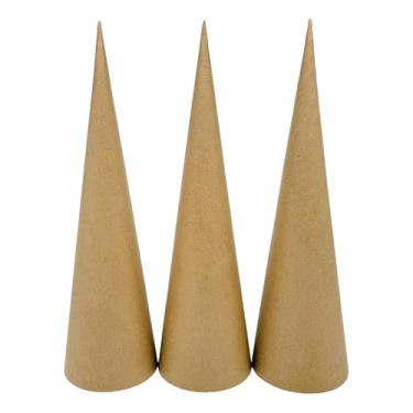 Imagem de Baoblaze 3 peças de cones de papel machê com fundo aberto, cones de papelão para artesanato, decoração de scrapbooking, chapéus de festa e enfeites, 35cm