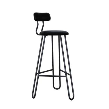 Imagem de Conjunto 4 Banquetas Alta Ginger Com Encosto Courino Preto