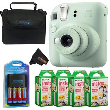 Imagem de Fujifilm Câmera Instax Mini 12 (verde menta) com mini filme Fuji Instant (80 folhas) e pacote essencial PixiBytes...