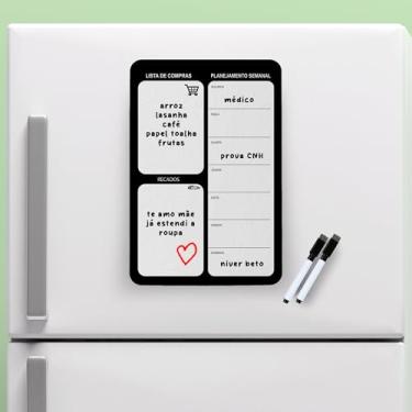 Imagem de Lousa Magnética Planner Planejamento para Geladeira Colorida 20x30cm e 30x40cm Simples - Oferta de Lembretes/Recados/Anotações +2 canetas (PRETO, 20x30cm)