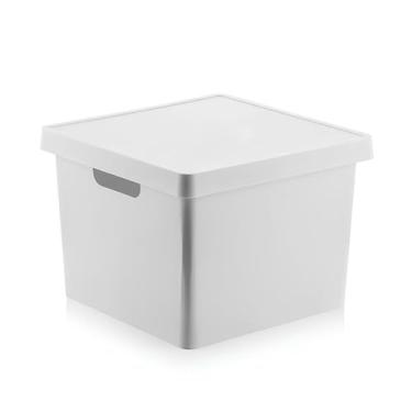 Imagem de Caixa Organizadora Retangular com Tampa 17L Branca - Mood