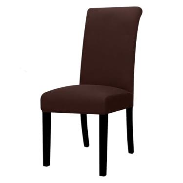 Imagem de Capa para cadeira elástica de 1/2/4/6 peças, capa universal ajustável para cadeiras de jantar, capa de assento com cor resistente para casa (1 peça/café)