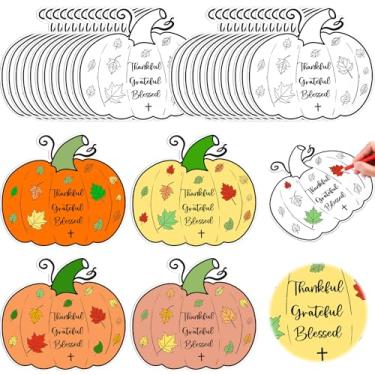 Imagem de Kosiz 24 peças de cores religiosas de outono, seus próprios cartões, papel de abóbora, kit de artesanato para colorir religioso, faça você mesmo, cartão de presente de agradecimento para festa de