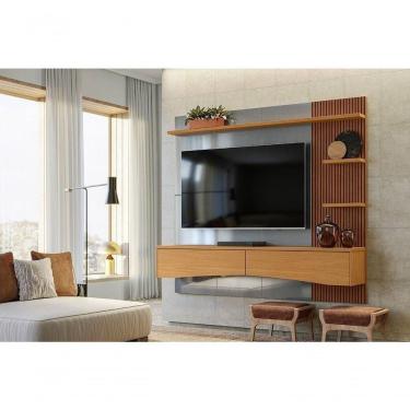 Imagem de Painel P- Tvs Até 65 Europa Cinza Perolizado-tauari Ripado - Lukaliam