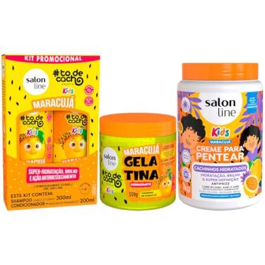 Imagem de Salon Line Kit Kids Maracujá, Shampoo 300ml + Condicionador 200ml + Creme para Pentear 1kg + Gelatina 550g