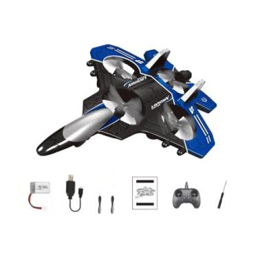 Imagem de JunZheHub Avião de Brinquedo de Espuma com Controle Remoto E com Luz para Artesanato, Avião de Brinquedo Infantil RC para Presente de Quintal, Presente D, Azul