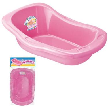 Imagem de Brinquedo Banheira Média 35 cm Menina Infantil Rosa Boneca Brincadeira