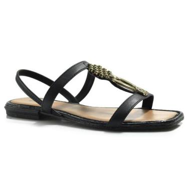 Imagem de Sandália Rasteira Feminina Mississipi MF311, Preto, 37