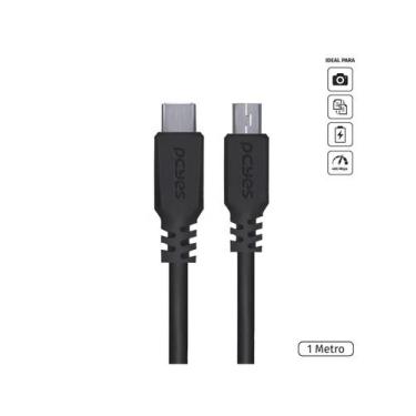 Imagem de Cabo Usb Tipo C Para Mini Usb B 2.0 Para Type C Tipo C 1 Metro Preto -