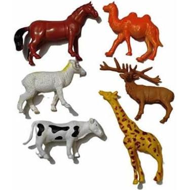 Imagem de Kit de Brinquedos com 6 Animais Selvagens em Plástico, Miniaturas Realistas de Safari, Leão, Girafa, Tigre, Rinoceronte, Colecionáveis para Crianças