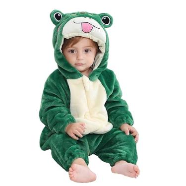 Imagem de Macacão unissex de flanela de animais para o Natal e Halloween, macacão infantil com capuz de sapo de inverno para bebês meninos e meninas com zíper frontal 70