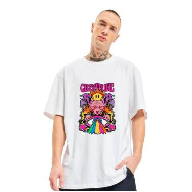 Imagem de Camiseta Oversized Masculina Gato Psicodelico Treino Academia Maromba 