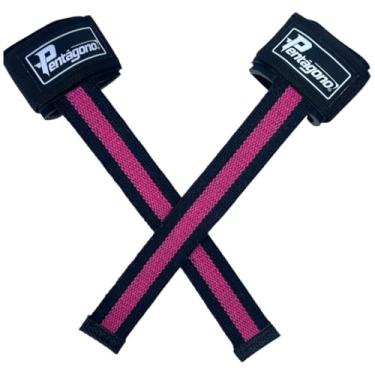 Imagem de Straps Com Munhequeira Acolchoada Pentágono para Musculação em Neoprene 5mm Costura Reforçada (Preto e Pink)