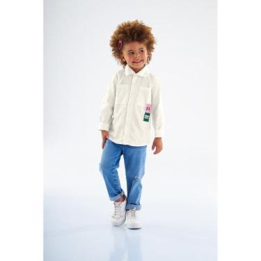 Imagem de Camisa Infantil para Meninas em Tecido Up Baby, Branco, 2