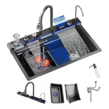 Imagem de Cuba Gourmet Cascata Lavador De Copos e Acessórios Black 75x46x22 - Ne