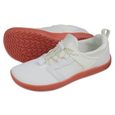 Imagem de MeXYZ Barefoot Shoes Tênis masculino minimalista Cross-Trainer bico largo Zero Drop Sole Trail Running Walking Calçado aterrado, Branco/Bege, 6 Women/4.5 Men