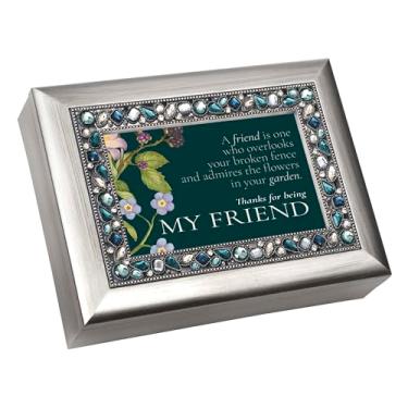 Imagem de Cottage Garden Caixa de joias com foto musical toca música Wonderful World 15 x 20 cm acrílico e vidro A Friend is One Who Overlook