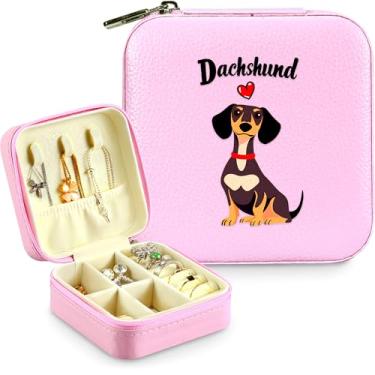 Imagem de BJDAMAI Caixa de joias, presentes de dachshund para adolescentes, adolescentes, crianças, 6, 7, 8, 9, 10, 11 e 12, para amantes de dachshund, itens acessórios, decoração de coisas, anel de viagem