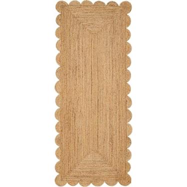 Imagem de MDS 1 pç Tapete de área de juta trançada à mão 0,6 m x 1,8 m retangular recortado borda recortada, 100% juta natural rústica fazenda tapete com destaque reversível para quarto, sala de estar, corredor