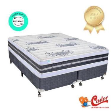 Imagem de Conjunto Castor Queen Cama Box + Colchão Silver Star Tecnopedic Dupla 
