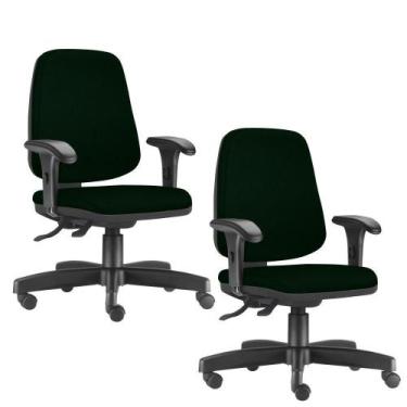 Imagem de Kit 02 Cadeiras Giratórias Job Diretor Executiva Suede Verde Musgo - L
