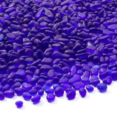 Imagem de Keedolla 400 g Pedras de vidro marinho fosco azul cobalto pedras de tanque de peixes cascalho seixos de vidro de aquário pedras preciosas para enchimento de vasos, artesanato DIY e decoração de casa
