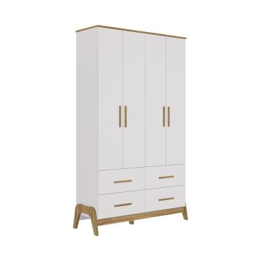 Imagem de Armário Infantil Guti Retrô 4 Portas Liso Branco Amêndoa