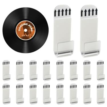 Imagem de verkelly Prateleira de exibição de parede com 18 peças de disco de vinil – Suportes de álbum de acrílico autoadesivos para instalação fácil sem perfuração (transparente)